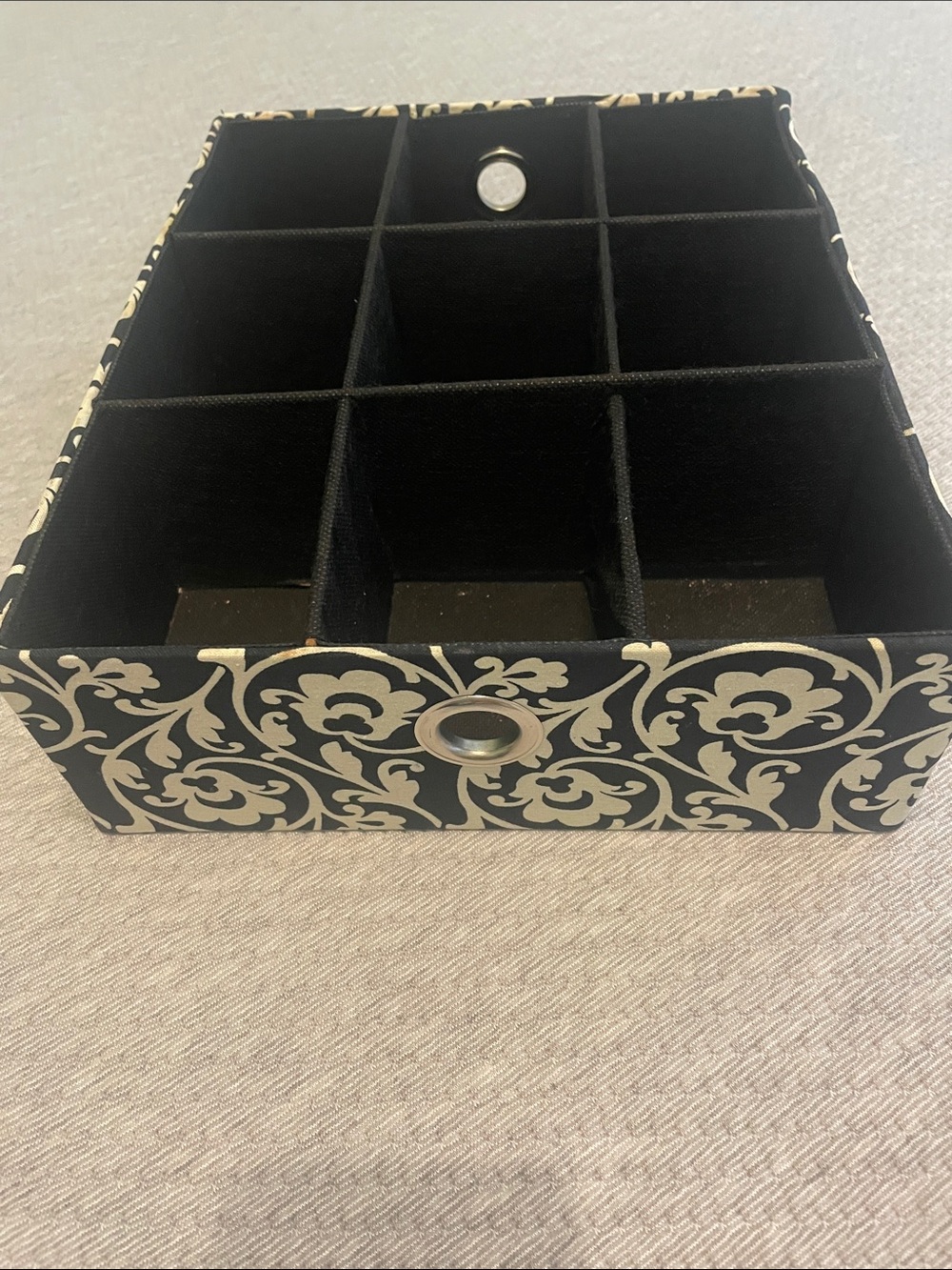 Sheffield Home Black and Cream 9-Compartment Fabric Drawer Organizer